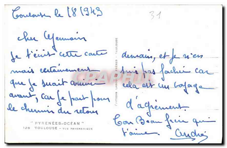 CPA Toulouse Vue Panoramique  — Verso