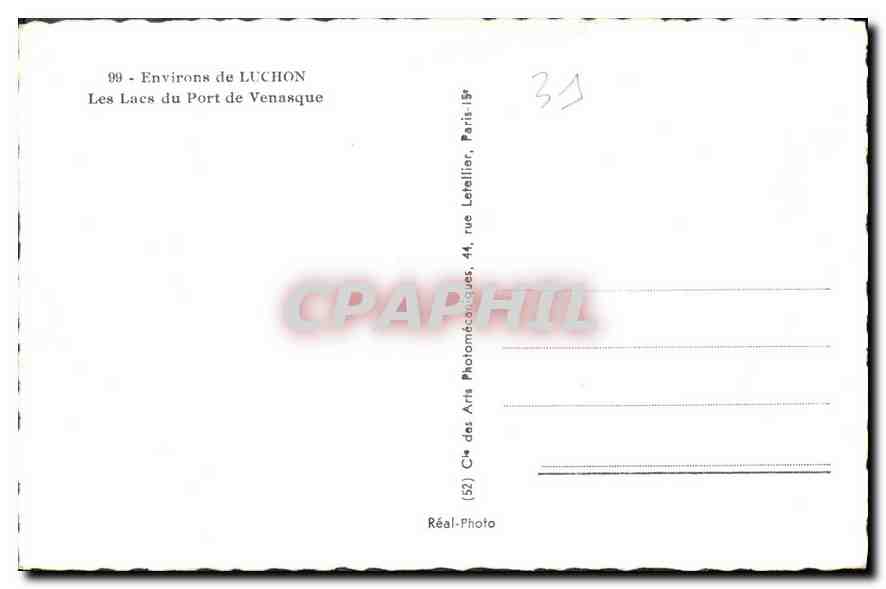 CPA Environs de Luchon Les Lacs du Port de Venasque  — Rückseite