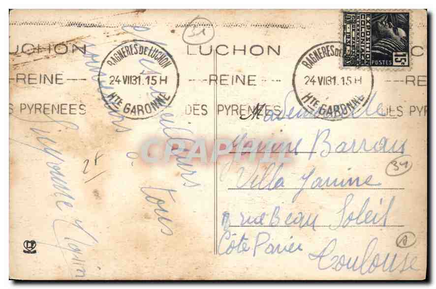 CPA Luchon Le Parc des Quinconces et le Vaporarium  — Rückseite