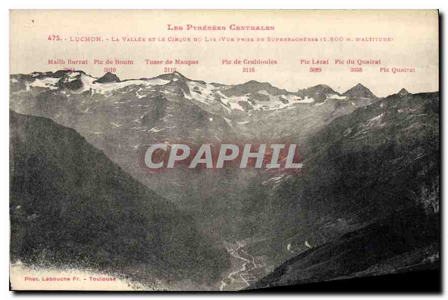 Les Pyrénées Centrales — Vue prise de Superbagnères (1.800 m d'altitude) — Phot. Labouche Fr. - Toulouse