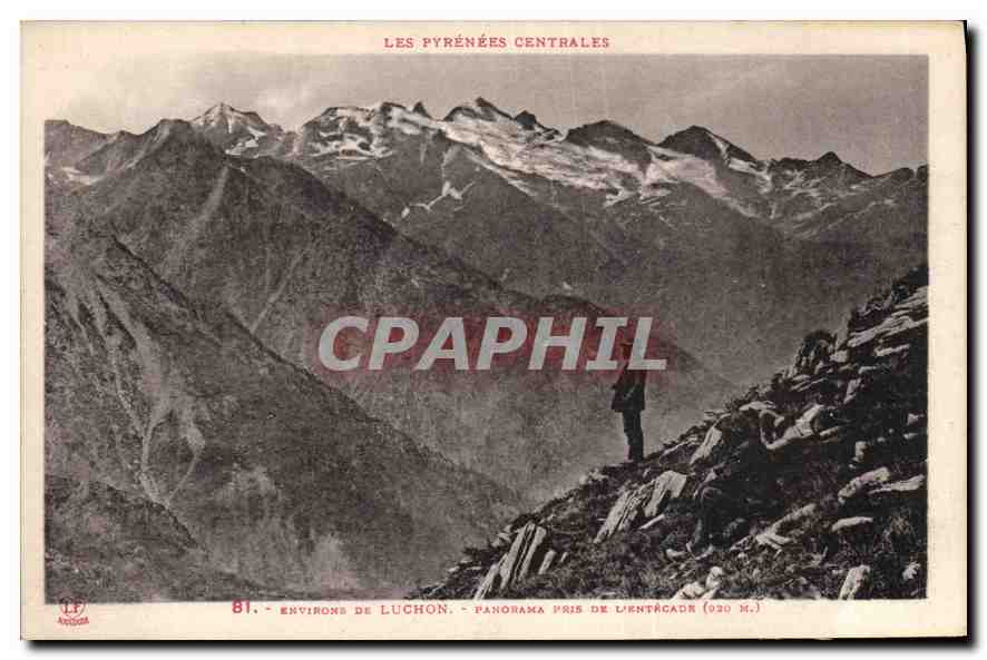 Les Pyrénées Centrales — Environs de Luchon — Panorama pris de l'Entécadr (920 m.) — Phototypie Labouchouse, Toulouse