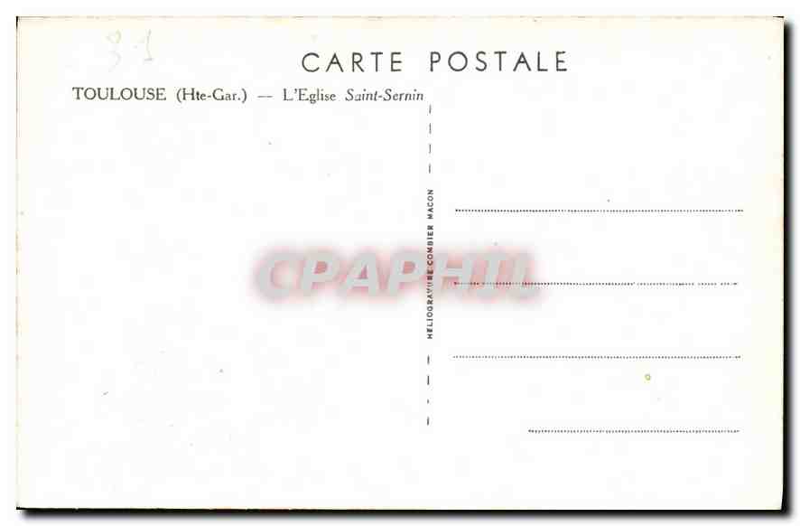 Toulouse (Hte-Car.) — L'Église Saint-Sernin — Heliodravre Combier Macon — Verso