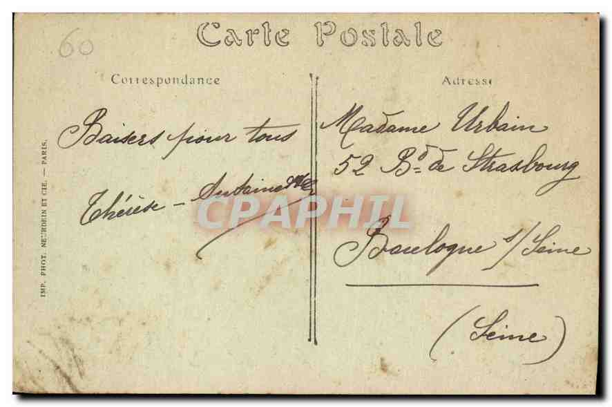 CPA Chateau de Chantilly Cote nord Ouest  — Rückseite