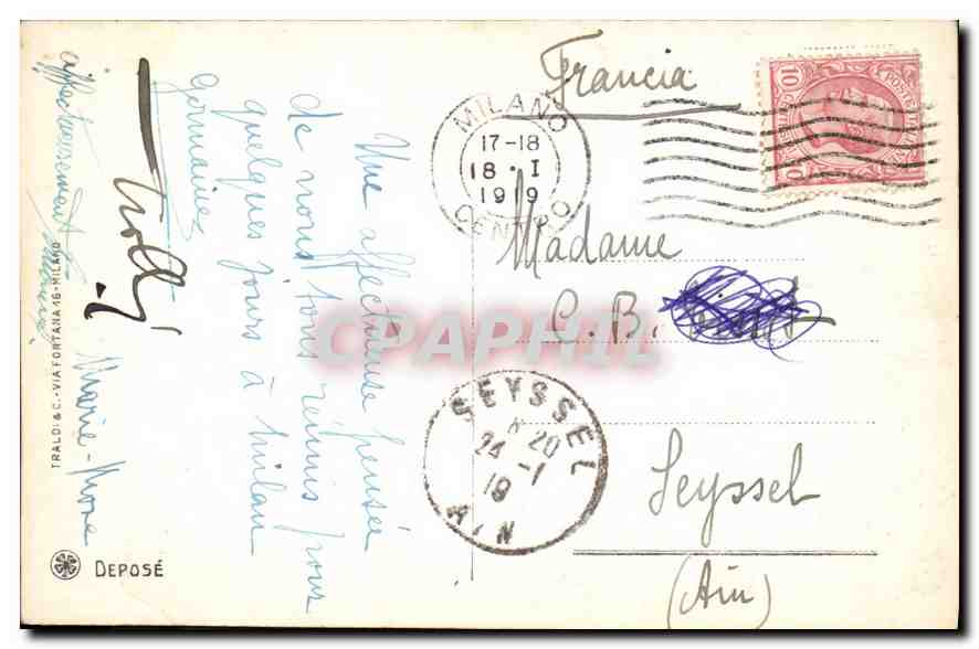 CPA Milano Spozalizio  — Verso