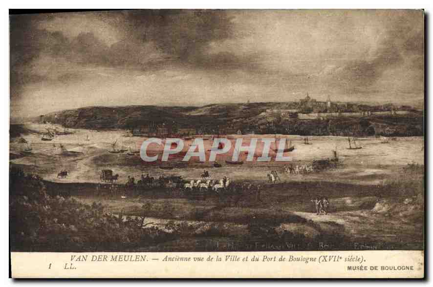 Ancienne vue de la Ville et du Port de Boulogne (XVIIe siècle) — Van der Meulen — Musée de Boulogne