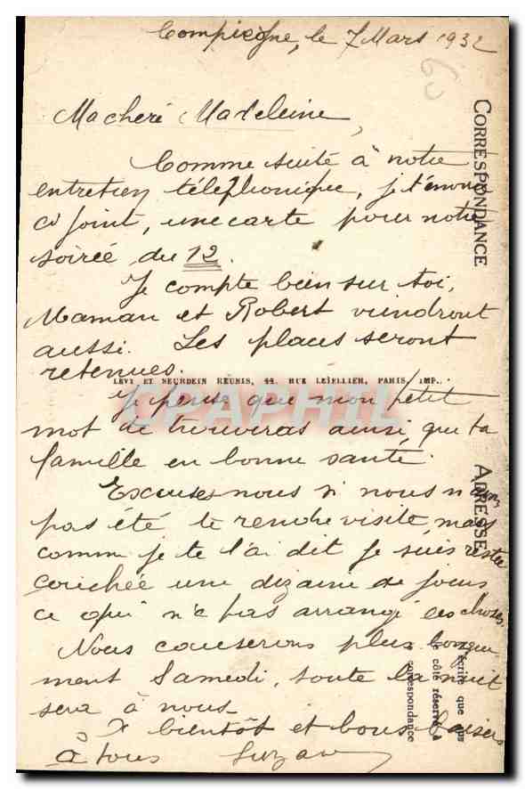 CPA Compiegne Le Chateau Chambre de coucher de Napoleon 1er — Verso