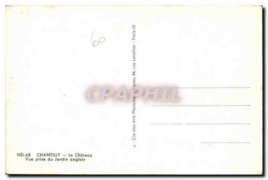 CPA Chantilly Le Chateau Vue prise du Jardin anglais  — Verso