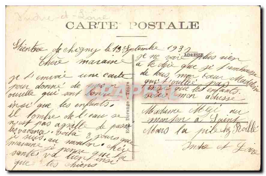 CPA Cinq Mars la Pile Les Ruines du Chateau  — Rückseite