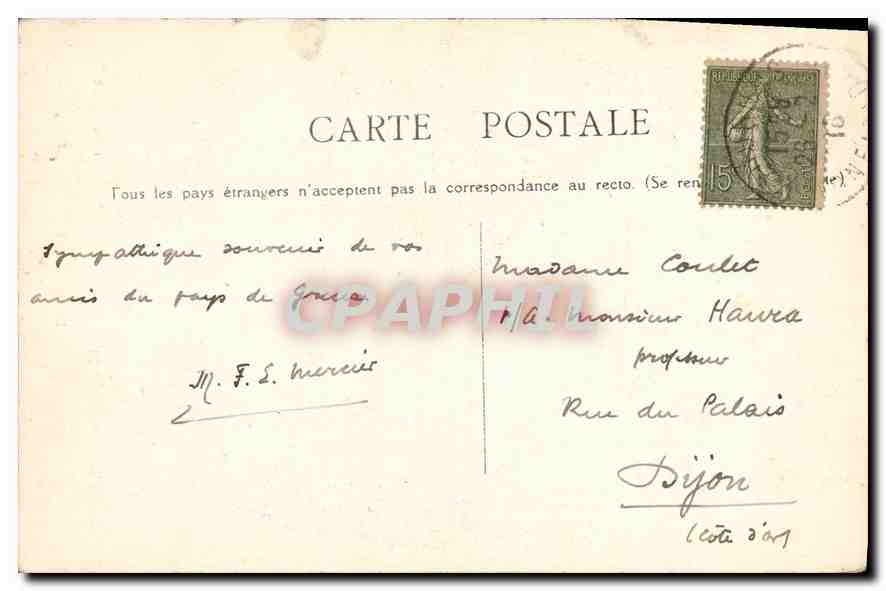 CPA Musee de Tournus Greuze pinx La Laitiere  — Rückseite