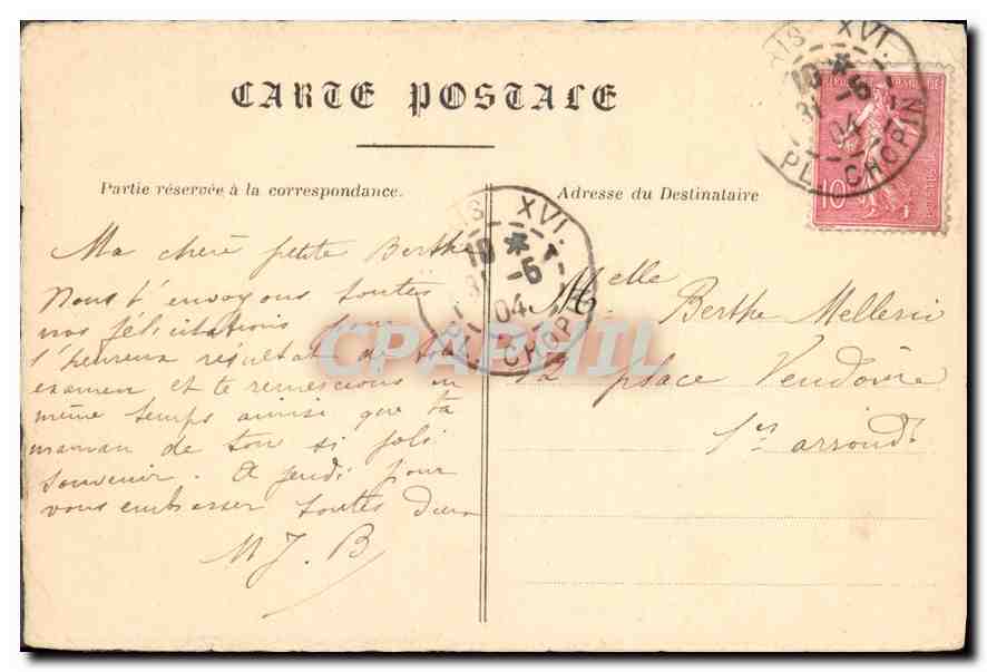 CPA Le Maitre de Moulins Marie Madeline  — Verso
