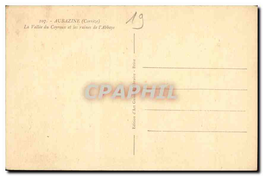 Aubazine (Corrèze) — Vallée du Coyroux et les ruines de l'Abbaye — Édition d'Art Gouton, Brive — Back