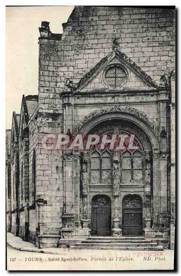 CPA Tours Saint Symphorien Portail de l'Eglise 