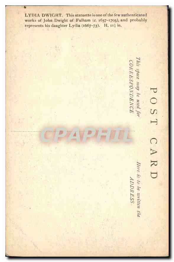 CPA Victoria and Albert Museum Lydia Dwight — Verso