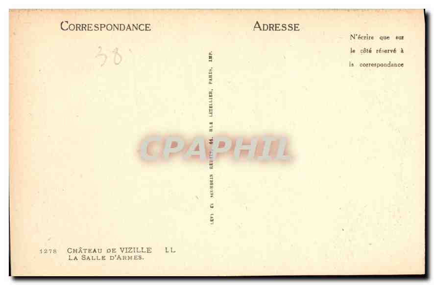 Château de Vizille — La Salle d'Armes — Éditeur Levy & Noubelzin, Paris — Rückseite