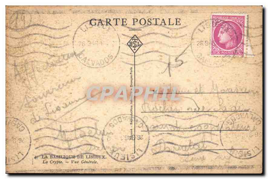 CPA La Basilique de Lisieux La Crypte Vue generale  — Rückseite