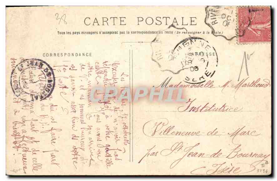 Grenoble - Le Pont de l'Hôpital et la Chaîne des Alpes — Cliché A. V., Collection L. P., n° 439, éditeur Hariaz — Achterkant