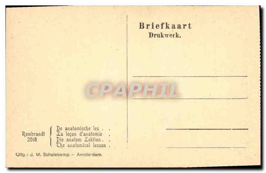 CPA Rembrandt De anatomishe les  — Verso