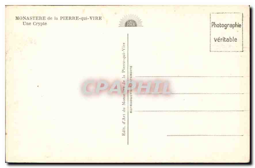 Monastère de la Pierre-qui-Vire — Une Crypte — Édit. d'Art du Monastère de la Pierre-qui-Vire — Reverso