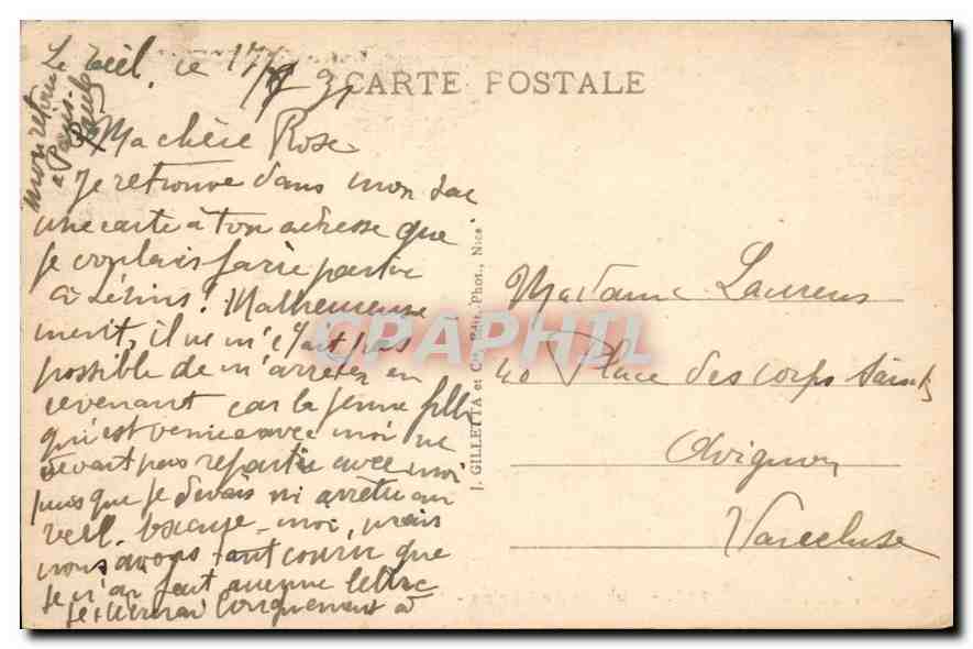 Abbaye de Lérins — Monastère fortifié — J. GILLETA & Cie, Phot. (n° 165) — Verso