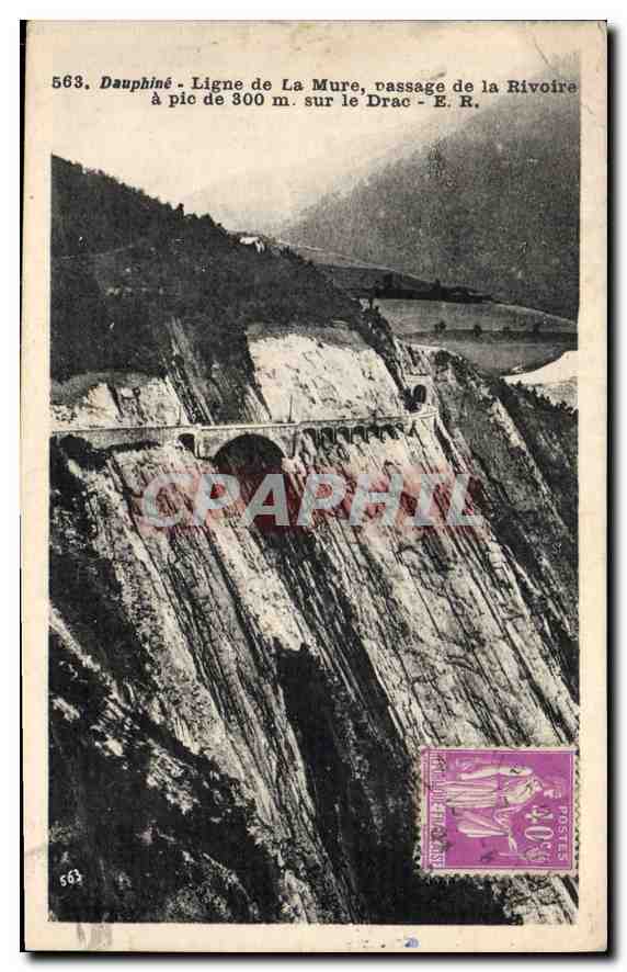 Dauphiné - Ligne de La Mure, passage de la Rivoire à pic de 300 m. sur le Drac - E.R. - n° 563