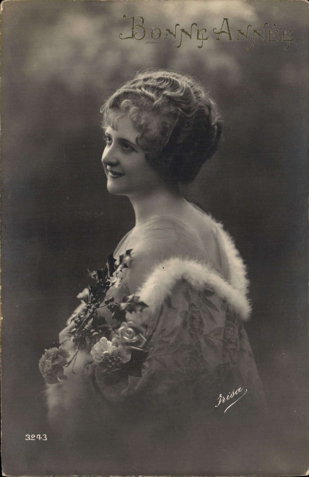 CPA Bonne annee Femme