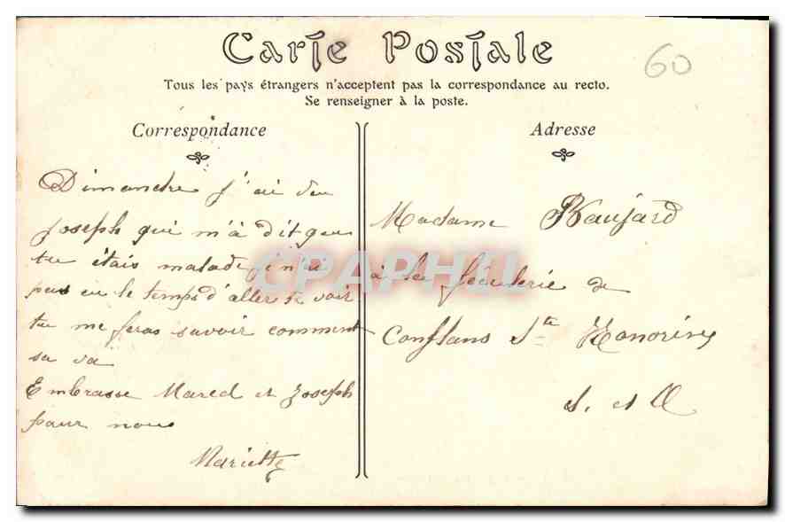 CPA Chantilly vue sur la Nonette  — Rückseite
