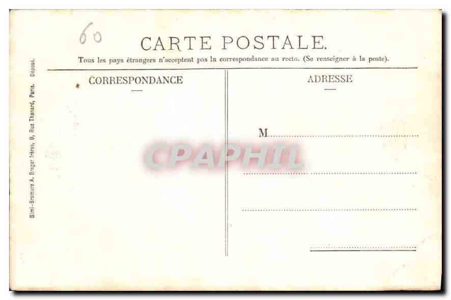 CPA Chateau de Chantilly Oise Entree principale et Statue du Connetable Anne de Montmorency  — Verso