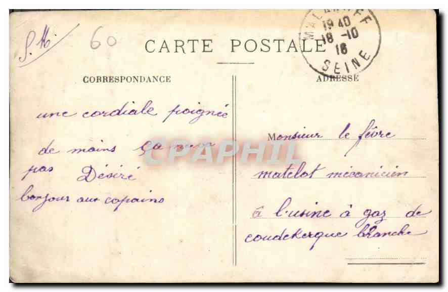 CPA Chantilly Hotel Conde cote ouest  — Rückseite