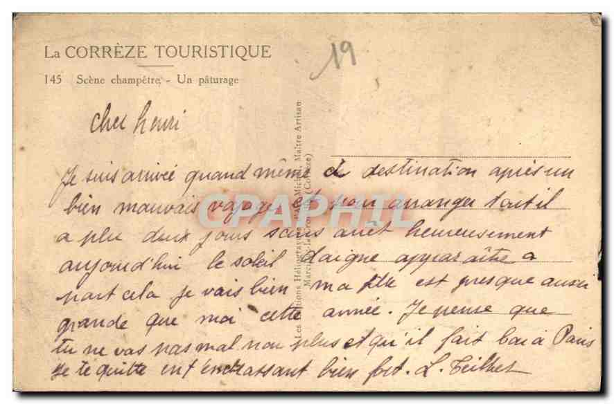 CPA La Correze touristique scene champetre un paturage Vaches Chevaux — Rückseite