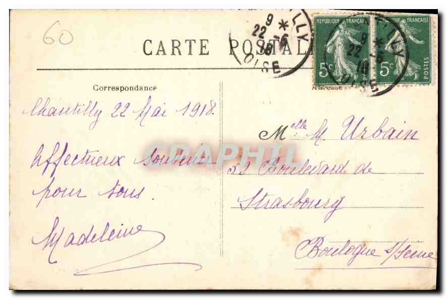 CPA Chantilly le Chateau  — Rückseite