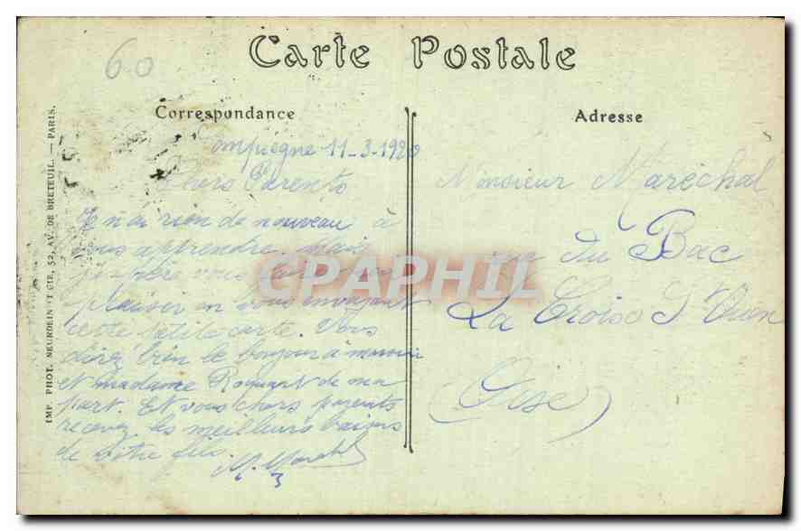 CPA Compiegne le Parc et le Palais  — Rückseite