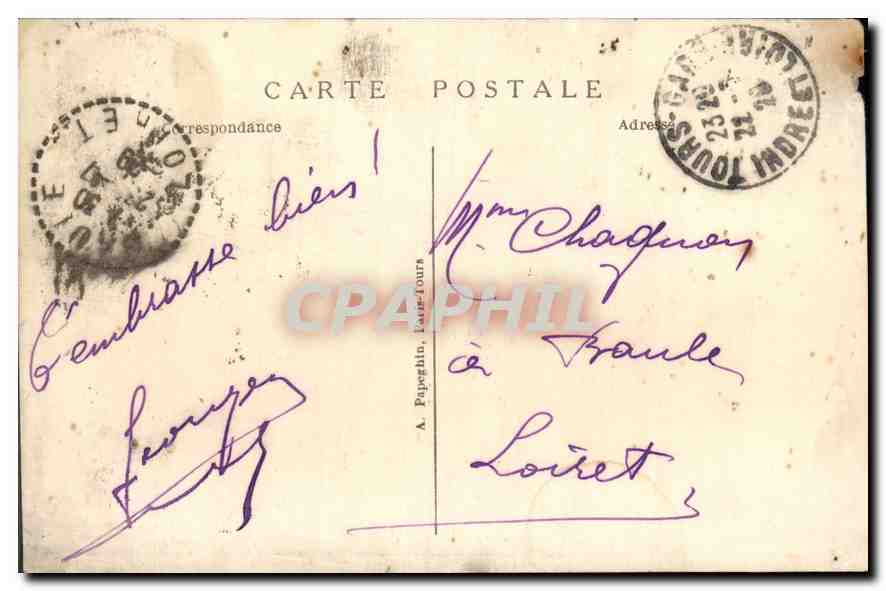 CPA Tours I et L l'Hotel de Ville  — Rückseite