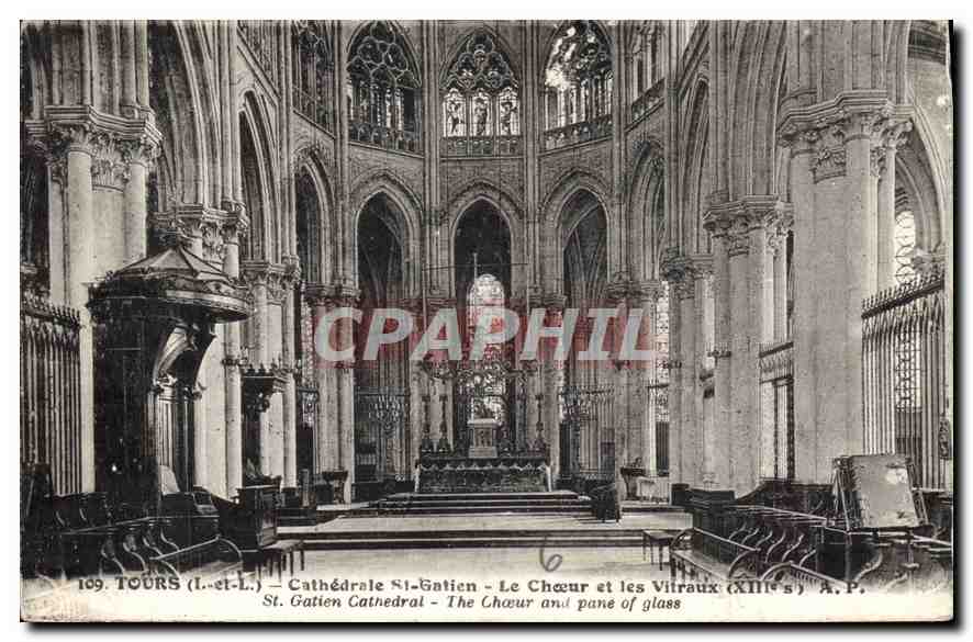CPA Tours I et L Cathedrale St Gatien le Choeur et les Vitraux 