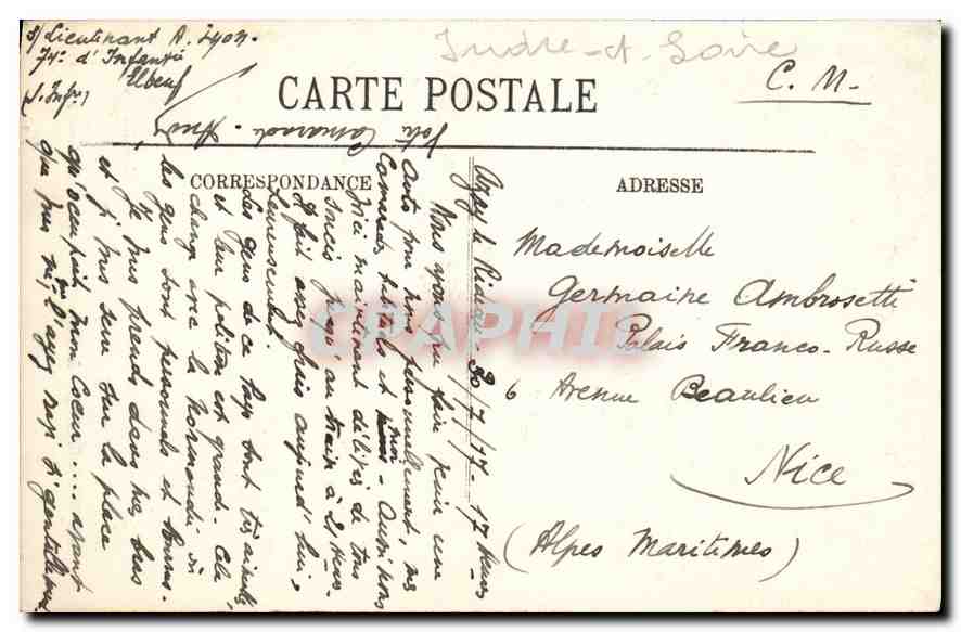 CPA Azay le Rideau le Chateau Buste trouve a Orleans XVIs  — Verso