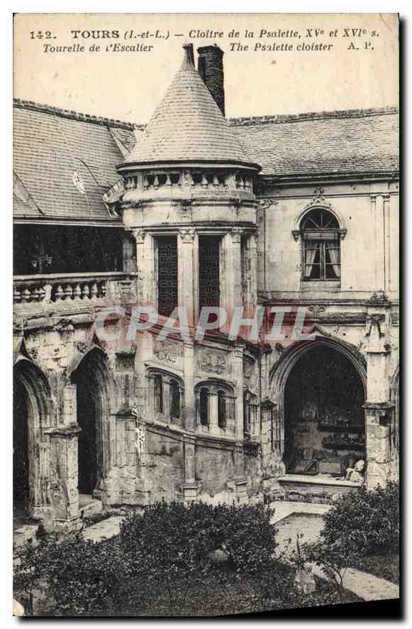 CPA Tours I et L Cloitre de la Psalette Xv et XVI s tourelle de l'Escalier 