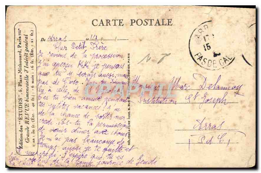 CPA Les Eglises de France Cloitre Saint Gatien la Psallette Tours  — Rückseite