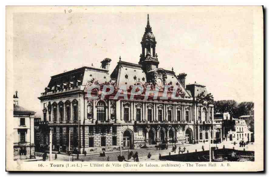 CPA Tours I et L l'Hotel de Ville oeuvre de Laloux architecte 