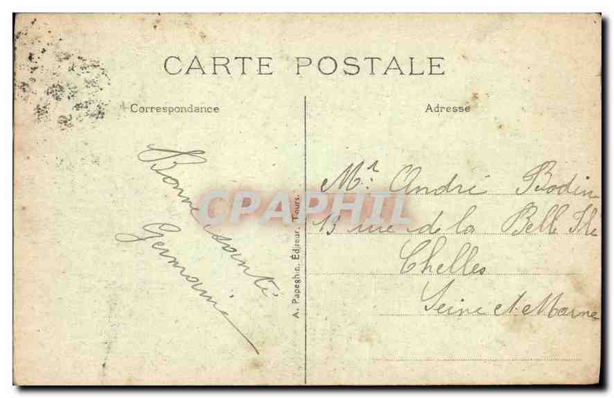 CPA Tours I et L vue generale vers Saint Cyr prise de la Cathedrale  — Verso