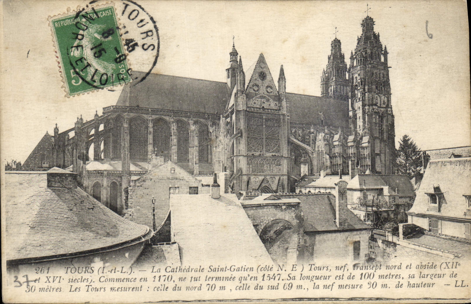 CPA Tours I et L La Cathedrale Saint Gatien tours nef transept nord et abside 