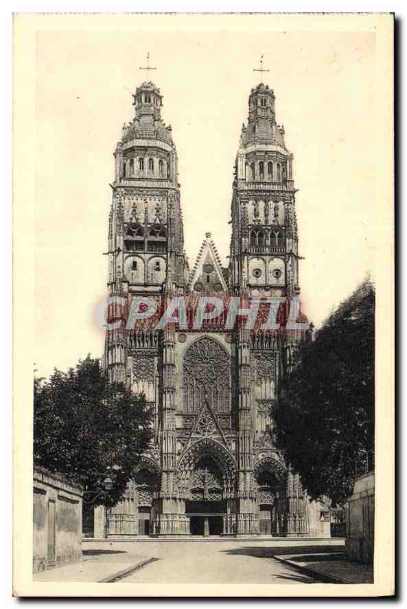 CPA Tours la Cathedrale facade 