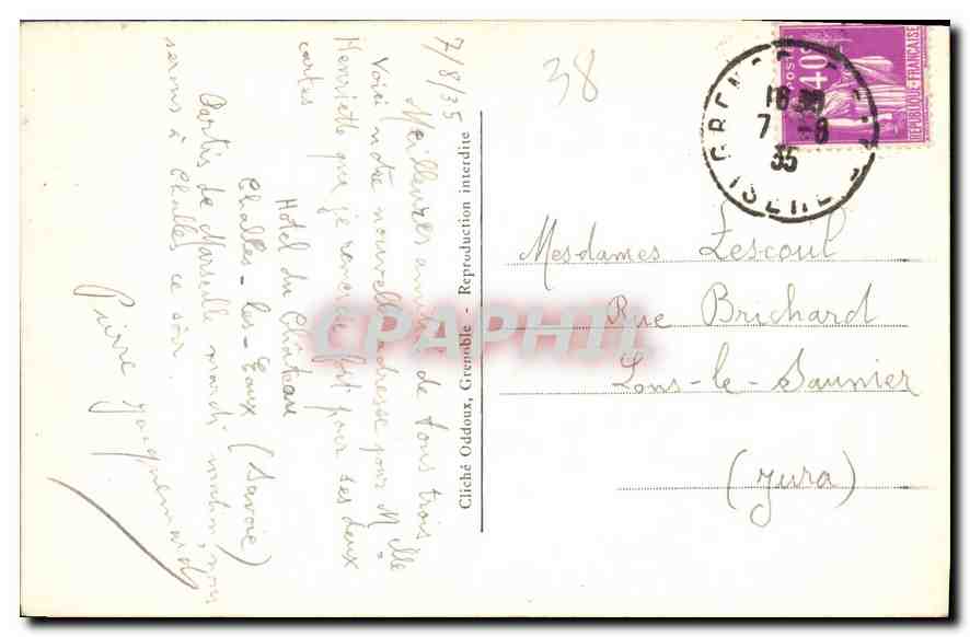 CPA Grenoble et son Teleferique  — Rückseite