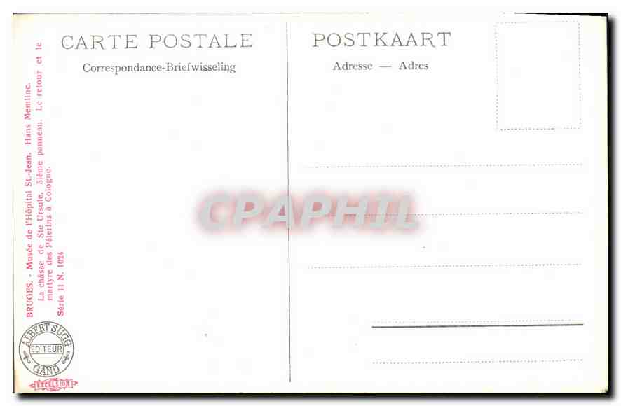 CPA Bruges Musee de l'Hopital St Jean  — Verso