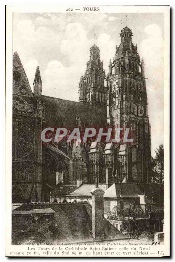 CPA Tours Indre et Loire les tours de la Cathedrale Saint Gatien 