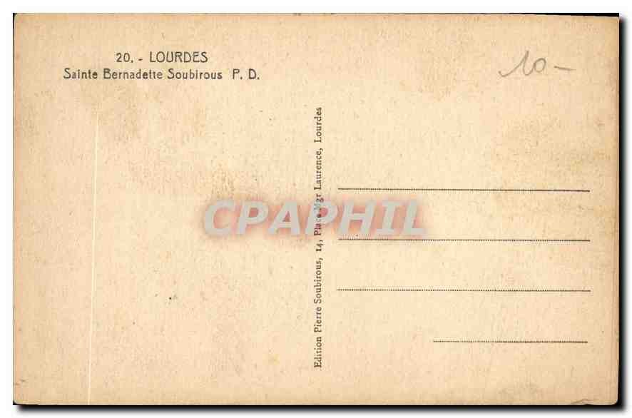 CPA Lourdes Sainte Bernadette Soubirous  — Verso