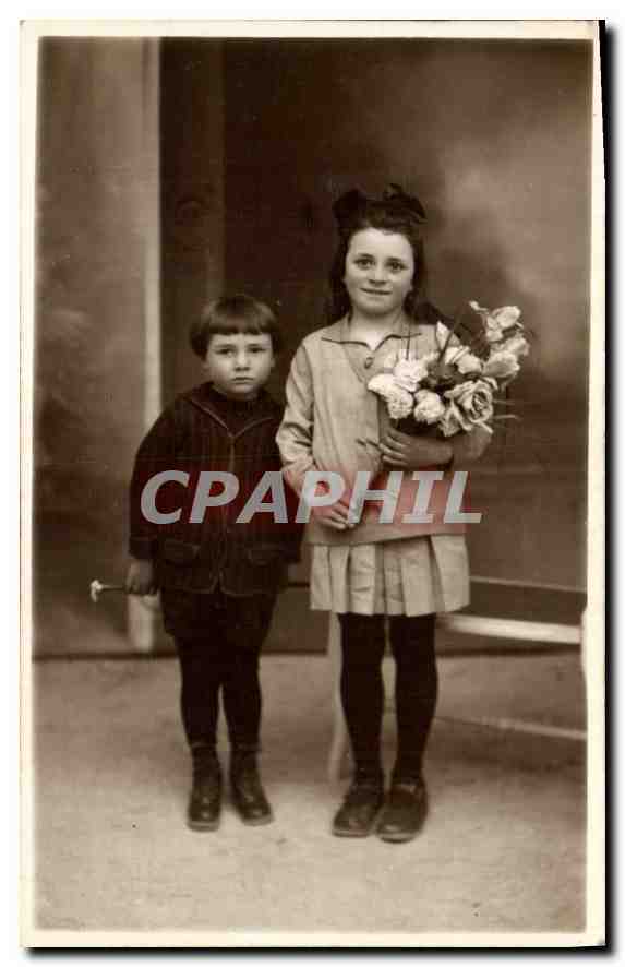CARTE PHOTO Enfants Pelletier Mirebeau Vienne