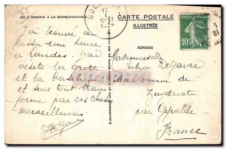 CPA Lourdes la Maison de Bernadette Soubirous  — Verso