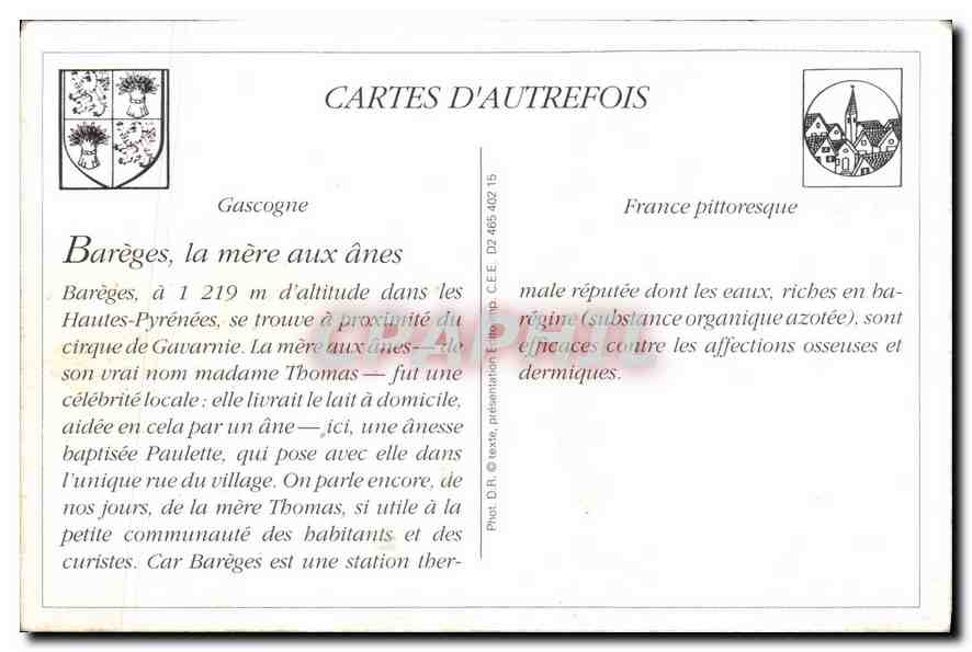 REPRO Les Hautes Pyrenees Bareges la Mere aux Anes avec Paulette Ane Mule — Verso