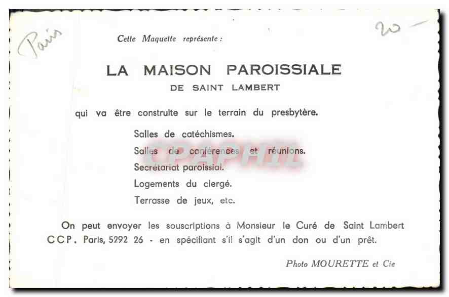 CPA La Maison Paroissiale de Saint Lambert  — Rückseite