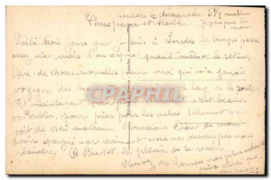 CPA Souvenir de Notre Dame de Lourdes  — Verso