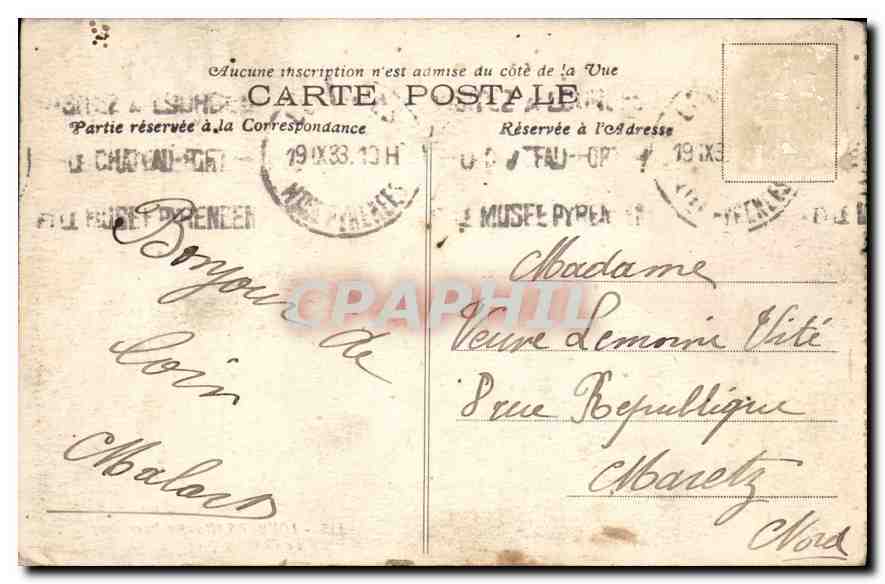 CPA Lourdes Hautes Pyrenees le Chateau Fort  — Verso